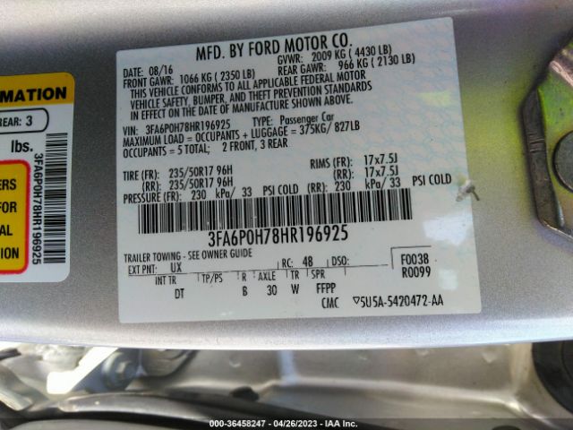 3FA6P0H78HR196925 Ford FUSION SE