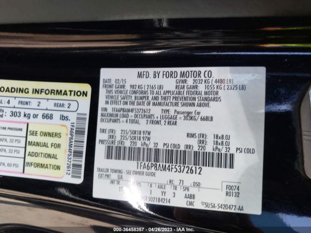 Ford Mustang V6 2015 1FA6P8AM4F5372612 Image 11