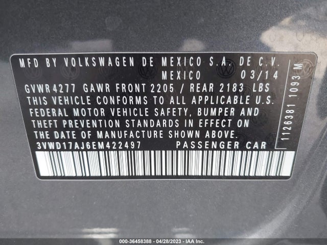 3VWD17AJ6EM422497 Volkswagen Jetta Sedan Se