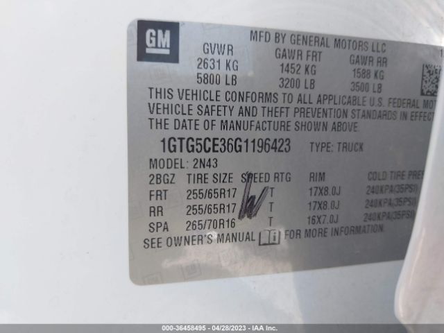 1GTG5CE36G1196423 GMC Canyon 2wd Sle