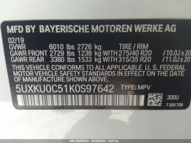 5UXKU0C51K0S97642 BMW X6 Sdrive35i