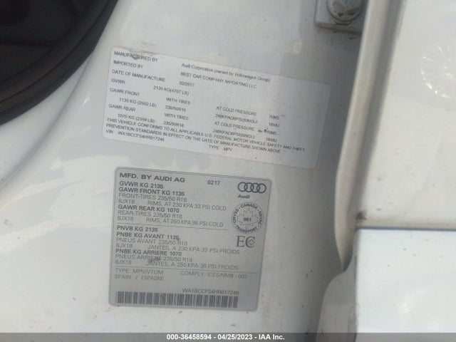 WA1BCCFS4HR017248 Audi Q3 2.0t Premium