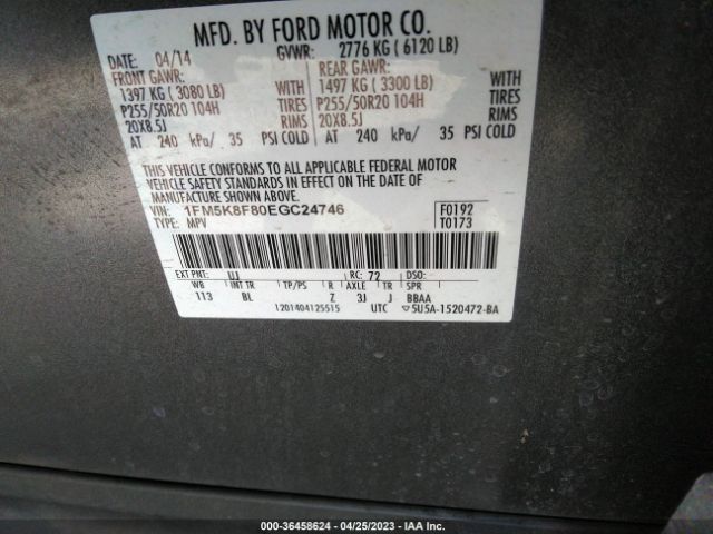 1FM5K8F80EGC24746 Ford Explorer Limited
