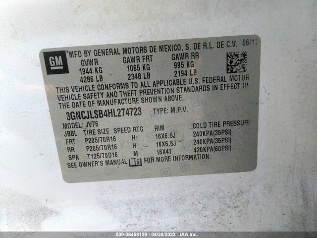 Chevrolet Trax Lt 2017 3GNCJLSB4HL274723 Image 11
