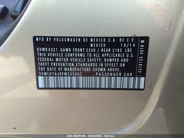 3VWL07AJ6FM233607 Volkswagen Jetta Sedan 1.8t Sel