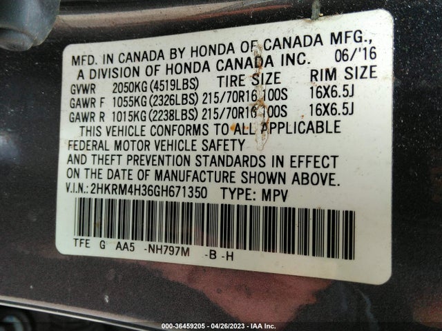 Honda CR-V LX 2016 2HKRM4H36GH671350 Image 10