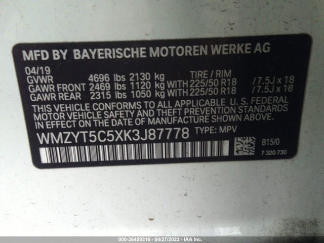 2019 MINI COUNTRYMAN COOPER S VIN: WMZYT5C5XK3J87778