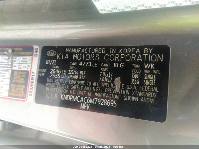 2021 KIA SPORTAGE LX VIN: KNDPMCAC6M7928695