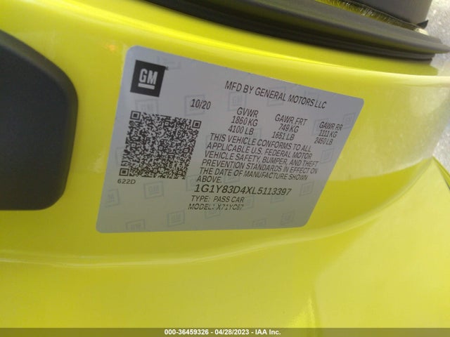 Chevrolet Corvette 3lt 2020 1G1Y83D4XL5113397 Image 11