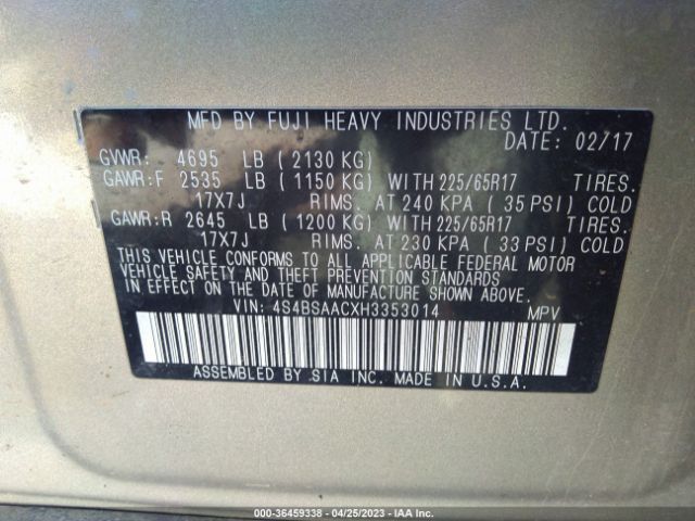 4S4BSAACXH3353014 Subaru Outback