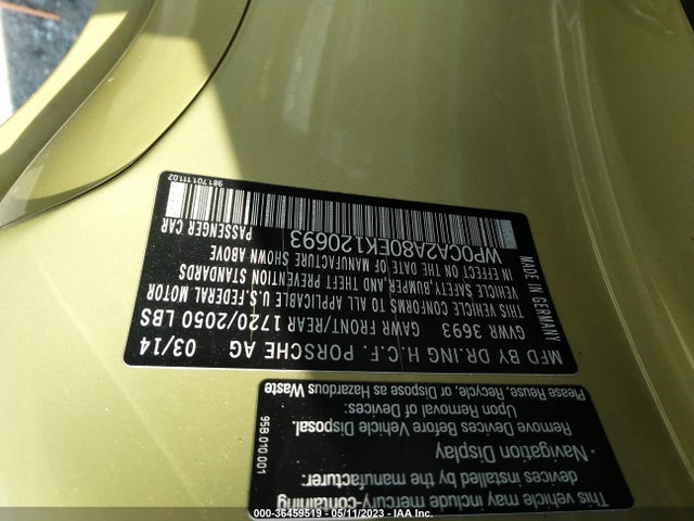 2014 Porsche Boxster, VIN: WP0CA2A80EK120693