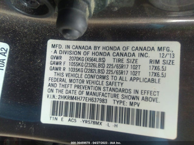 Honda Cr-v Ex-l 2014 2HKRM4H77EH637983 Image 10