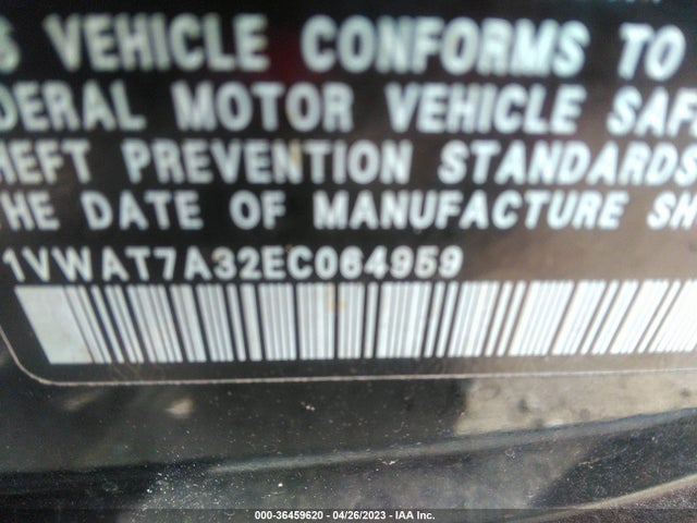 1VWAT7A32EC064959 Volkswagen PASSAT S