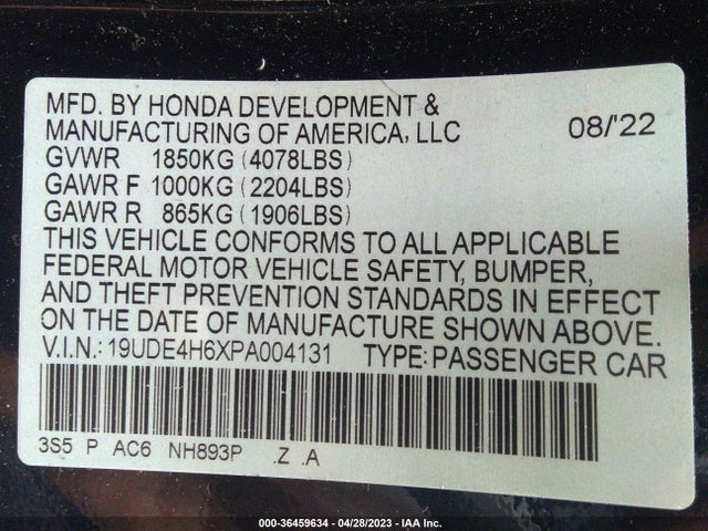 19UDE4H6XPA004131 Acura Integra W/a-spec Tech Package