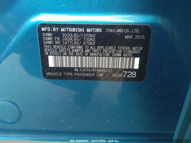 ML32A3HJ8FH046127 Mitsubishi Mirage De/rf