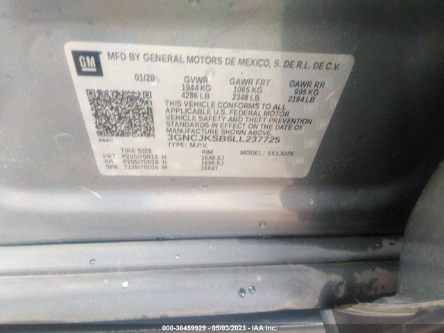 Chevrolet TRAX LS 2020 3GNCJKSB6LL237725 Image 9