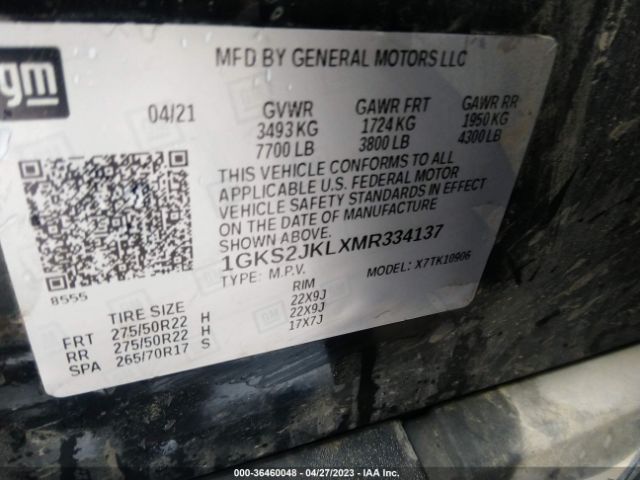 1GKS2JKLXMR334137 GMC YUKON XL DENALI