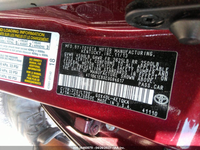 2014 TOYOTA AVALON LIMITED VIN: 4T1BK1EBXEU084617