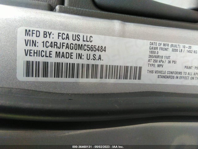 1C4RJFAG0MC565484 Jeep Grand Cherokee Laredo X
