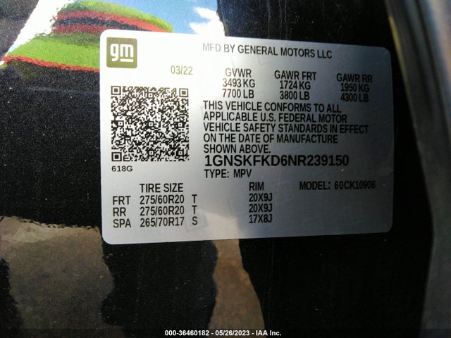 Chevrolet Suburban Premier 2022 1GNSKFKD6NR239150 Image 9