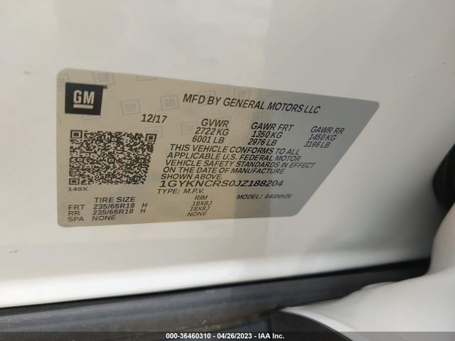 1GYKNCRS0JZ188204 Cadillac Xt5 Luxury Fwd