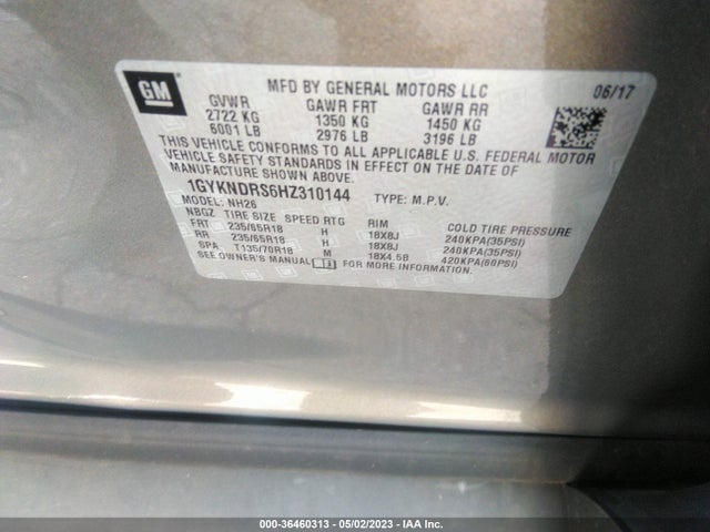 1GYKNDRS6HZ310144 Cadillac Xt5 Luxury Awd