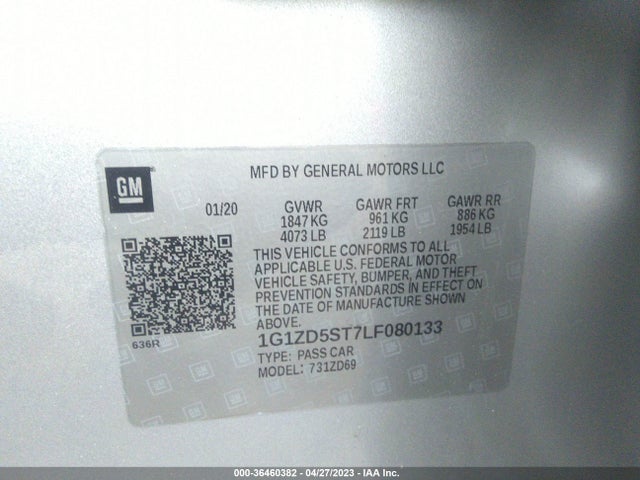 Chevrolet MALIBU LT 2020 1G1ZD5ST7LF080133 Image 9