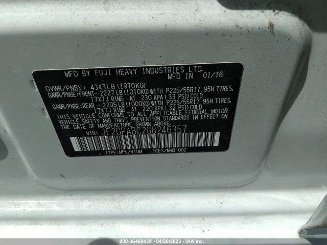 2016 SUBARU CROSSTREK PREMIUM VIN: JF2GPABC2G8246357