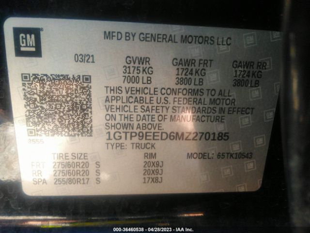 1GTP9EED6MZ270185 GMC Sierra 1500 At4