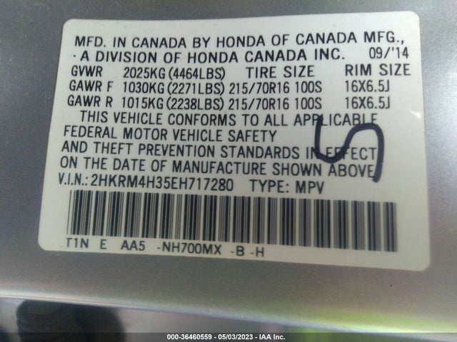 Honda CR-V LX 2014 2HKRM4H35EH717280 Image 9