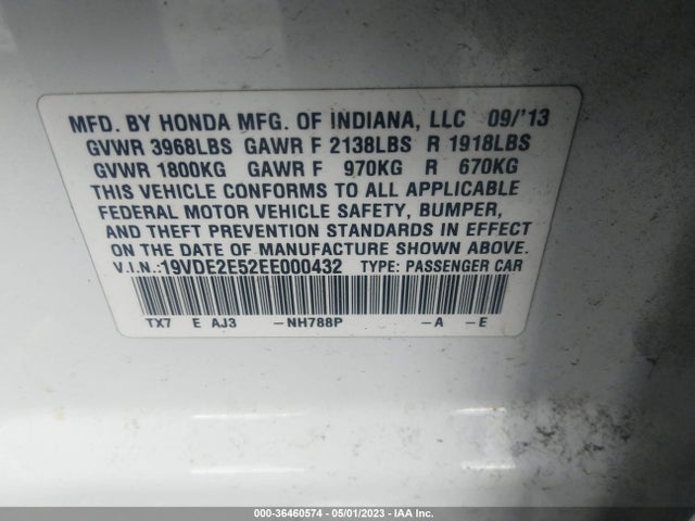 Acura Ilx 2.4l Premium Pkg 2014 19VDE2E52EE000432 Image 9