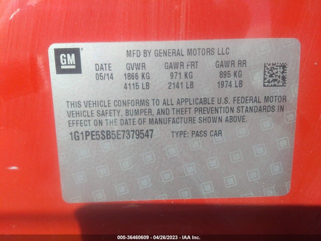 Chevrolet Cruze 2lt 2014 1G1PE5SB5E7379547 Image 9
