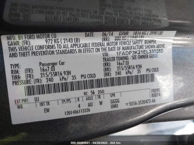 1FADP3K21EL330285 Ford FOCUS SE