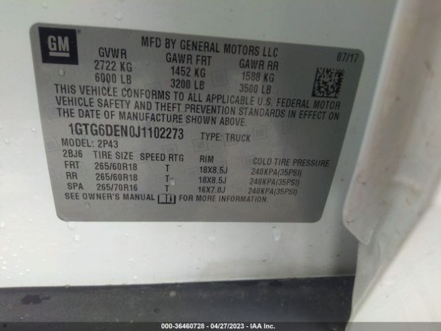 1GTG6DEN0J1102273 GMC Canyon 4wd Slt
