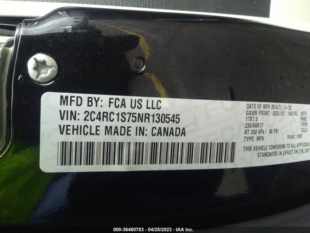 2C4RC1S75NR130545 Chrysler Pacifica Hybrid Limited