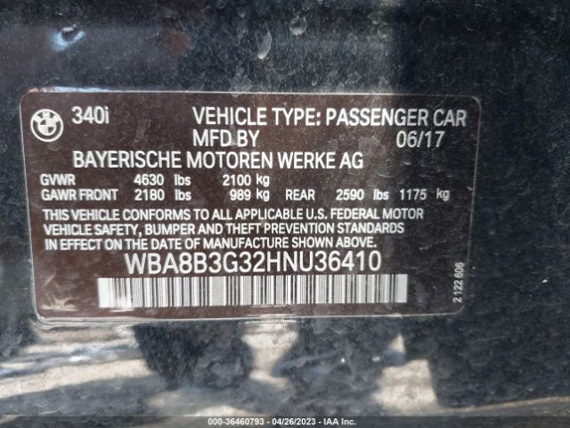 WBA8B3G32HNU36410 BMW 3 Series 340i