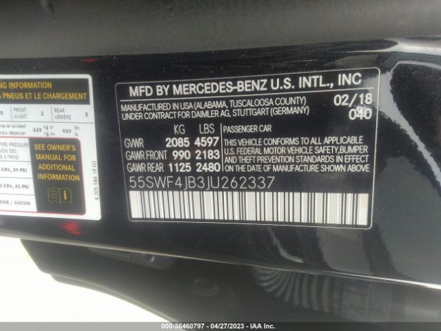 55SWF4JB3JU262337 Mercedes-Benz C-class C 300