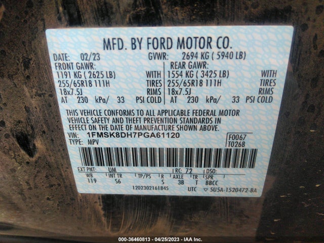 Ford EXPLORER XLT 2023 1FMSK8DH7PGA61120 Image 9