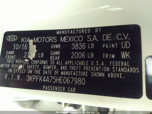 3KPFK4A75HE067980 KIA FORTE LX