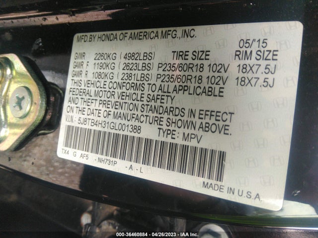 Acura RDX 2016 5J8TB4H31GL001388 Image 9