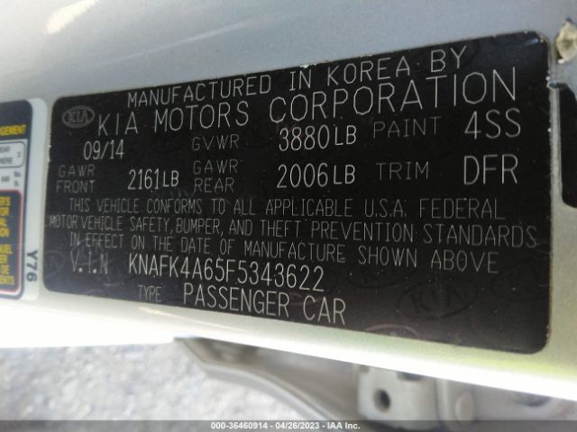 KNAFK4A65F5343622 KIA FORTE LX