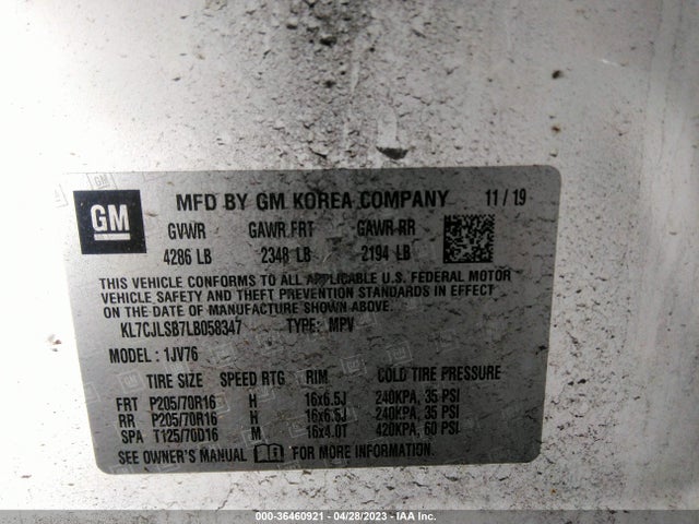 Chevrolet Trax Lt 2020 KL7CJLSB7LB058347 Image 9