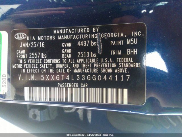 5XXGT4L33GG044117 KIA Optima Lx