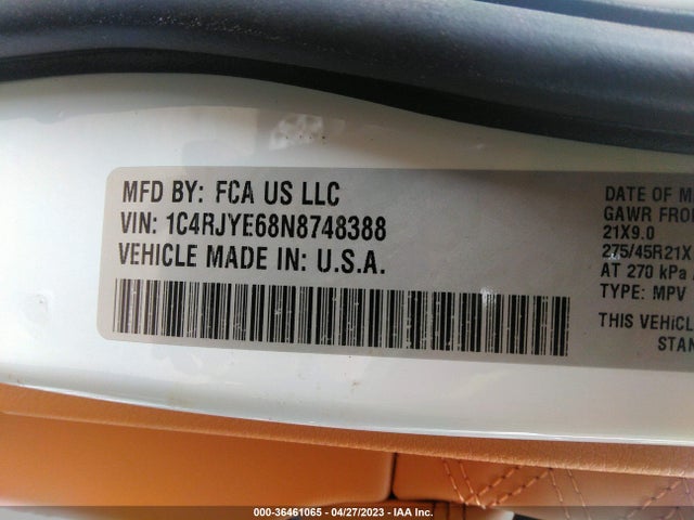2022 Jeep Grand Cherokee, VIN: 1C4RJYE68N8748388