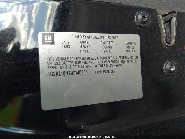 2009 PONTIAC G5 VIN: 1G2AL18H797140986