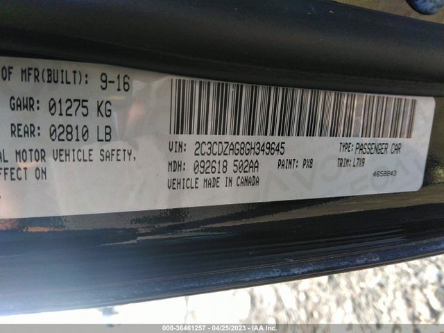 Dodge Challenger Sxt 2016 2C3CDZAG8GH349645 Image 9