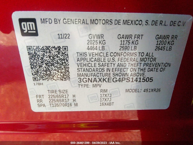 Chevrolet EQUINOX LT 2023 3GNAXKEG4PS141505 Image 9
