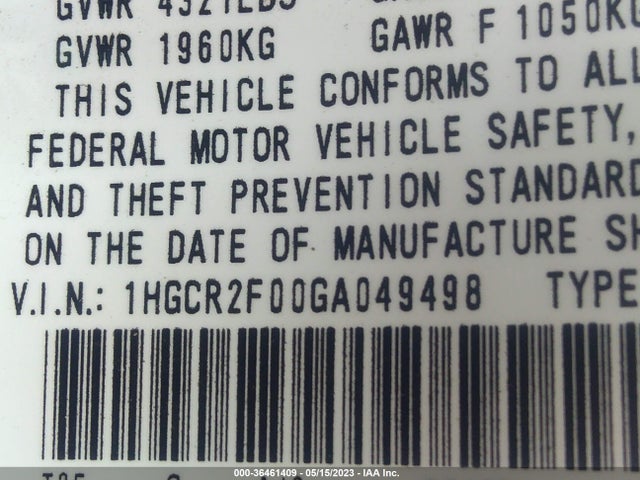 Honda Accord Sedan Ex 2016 1HGCR2F00GA049498 Image 11
