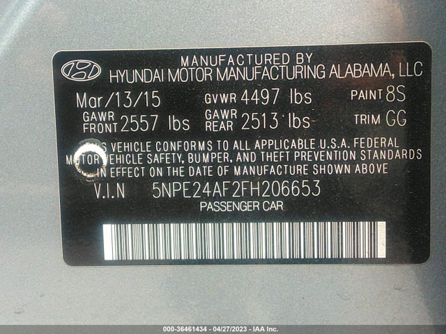 Hyundai Sonata 2.4l Se 2015 5NPE24AF2FH206653 Image 10