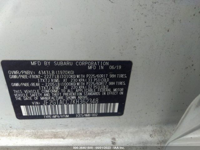JF2GTACC7KH362348 Subaru Crosstrek Premium